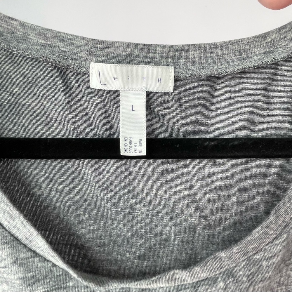 Leith Dress Bodycon Ruched Long Sleeve Cloudy Grey Crewneck Lightweight Sz Large - Picture 4 of 7